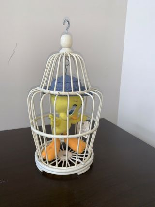 Vintage 1997 Tweety Bird Cartoon Plush In Cage Warner Bros Looney Tunes With Tag