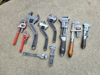 10pc Vintage Misc.  Pipe Wrench Tools,  Fordson,  Westcott,  Bemis And Call,  Hudson