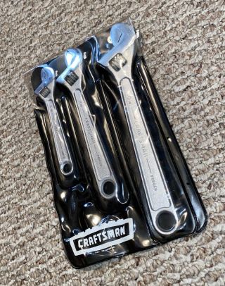 Craftsman 44607 Adjustable 3 Wrench Set Black 10”8” 6” Usa - Fantastic