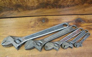 Adjustable Crescent Wrench Set 4 " 6 " 8 " 10 " 12 " Vintage Tool Jamestown Ny.