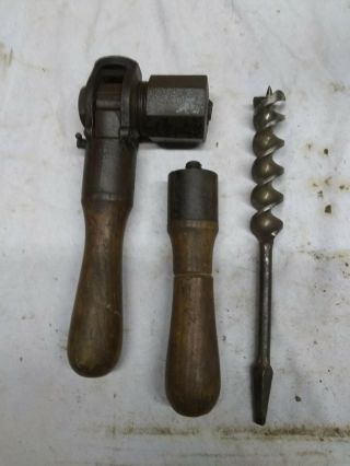 Millers Falls No.  4 Reversible/ratcheting Auger Drill.  Removable Handle.  W/bit