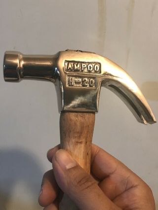 Ampco H20 H 20 Brass Claw Hammer Mirror Shine 16 Oz.  12.  5 " Handle