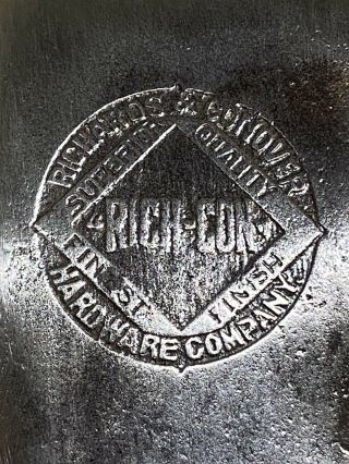Vintage Embossed Hatchet Rich - Con Richards Conover Hardware Co Razor Sharp