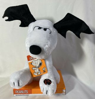 Animated Halloween Snoopy Peanuts Dog W/ Bat Wing Ears Plush Musical 11.  5 "