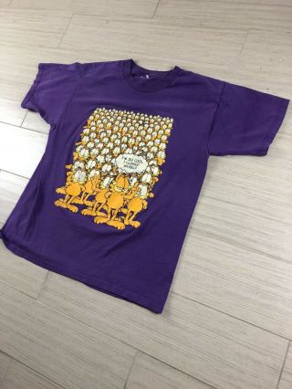 Vintage Garfield T - Shirt I’m So Cool I Cloned Myself Size Large Purpel 1990’s