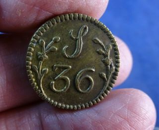 Lovely Rare Antique Georgian Coin Weight For 1/2 Joe (36s),  W 1704 (c)