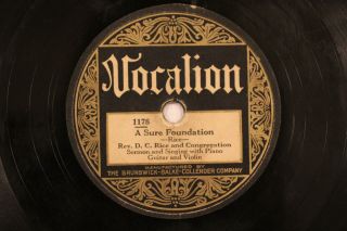 BLUES SANCTIFIED REV.  D.  C.  RICE The Angels Rolled the Stone Away VOCALION 1178 3