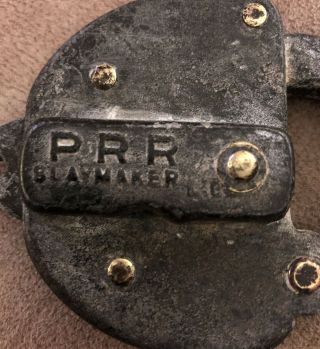 Vtg Slaymaker PRR Pennsylvania Railroad Cast Iron & Brass Rivet Padlock No Key 3