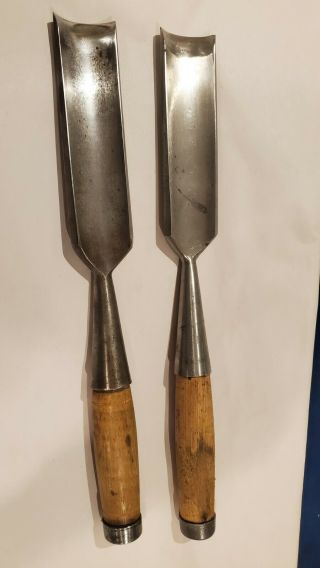 2 Vintage Union Hardware Co.  Pattern Makers Gouge Wood Socket Chisels 1 3/4