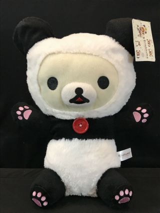 14 " San - X Rilakkuma Korilakkuma Panda Plush,  Black & White,  Pink Paws,  W/tag