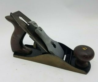 Vintage Stanley Bailey No 4 Wood Block Plane Tool Woodworking Shaving Smooth