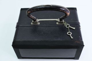Vintage Jewelry Purse Box Black W/ 2 Keys