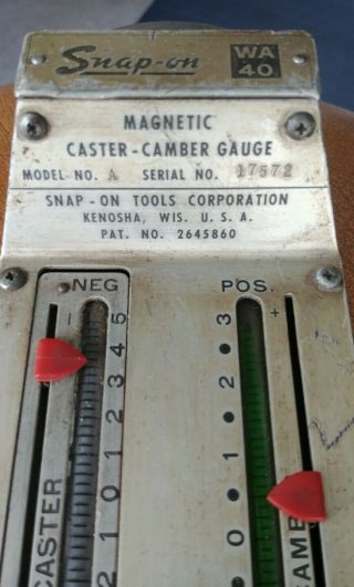 Vintage Snap On Tools Magnetic Caster - Camber Gauge WA40 Model A 2