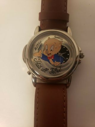 Vintage Looney Tunes Armitron Mel Blanc Voice Porky Pig Watch