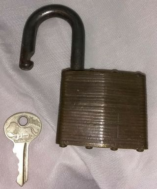 Brass Ww2 Usn Us Navy Master Lock 6 With Matching Key Milwaukee Lion Key