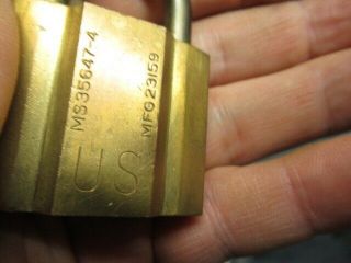 Old brass Army military logo high security padlock lock with key.  Militaria.  n/r 2