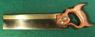 Antique 12 " Brass Backed Tenon Saw Spear Jackson Leap Frog Brand Sheffield