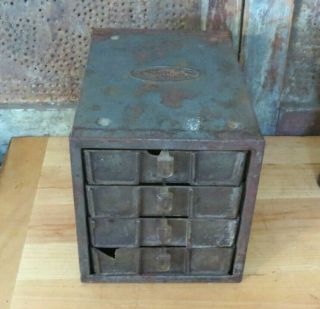 Old Vintage 1950s Craftsman 4 Drawer Small Parts Cabinet Organizer Metal Box