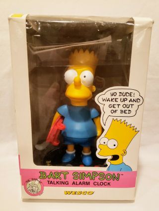 Vintage Bart Simpson Talking Alarm Clock By Wesco.