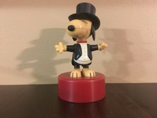 Vintage Snoopy Charlie Brown 1966 IDEAL Toy Hard Plastic Push Up Bowing Tuxedo 2