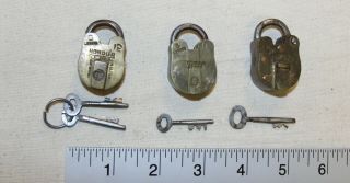 3 X Antique Padlocks With Keys For 1 Price - Good