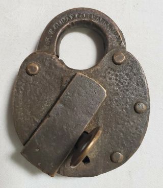 Vintage Brass Padlock Lock With Key - - - - Jhw Climax Co - - Newark Nj - - Usa