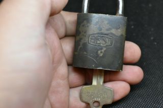 L230 - Vintage Brass Texaco Gas & Oil Lock With Key - 2