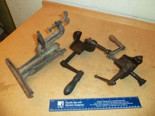 Old Antique Saw Sharpening Vice With Rare 2x4 Bar Clamp Set