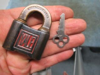 Unusual Miniature Old Yale Ptpk Push Padlock Lock With A Key.  N/r