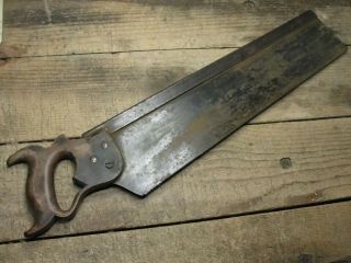 Antique Disston 18 " Back Saw Made For Langdon Miter Mitre Box Co 11tpi