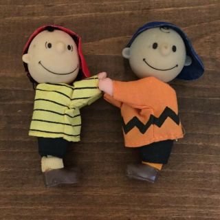 Vintage Charlie Brown & Linus 3 " Clip On Plush Dolls From Determined Products