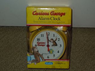 1998 Vintage Curious George Battery Operated Yellow Alarm Clock Brand