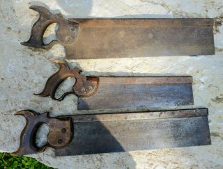 Three (3) Antique English Back Saws - Moulson,  Halsted,  Thompson Griffin Beilby 2