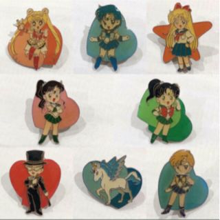 1990s Japanese Antique Bandai Sailor Moon Pin Badge Set Of 8 Very Rare Old Vol.  1