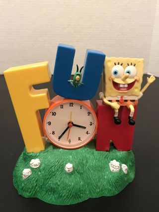 2002 Tek Time Musical Singing Fun Spongebob Squarepants Alarm Clock Great