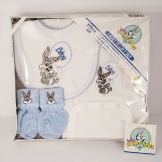 Vtg 1998 Baby Looney Tunes Baby Layette Gift Set - Bodysuit,  Bib,  And Socks