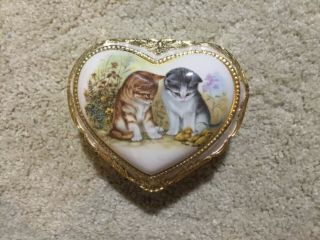 Heart Shaped Kittens Cat Trinket Music Box