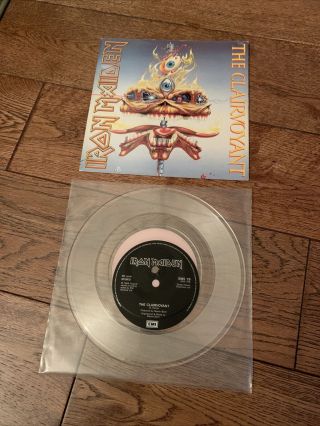 Iron Maiden The Clairvoyant 1988 7” Card Sleeve Mispress Clear Vinyl