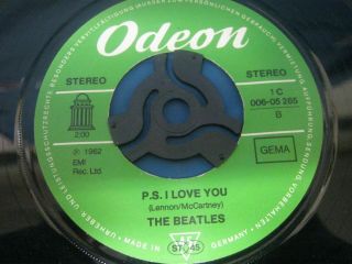 RECORD 7” SINGLE THE BEATLES LOVE ME DO German Pressing Odeon Sticker 68 3