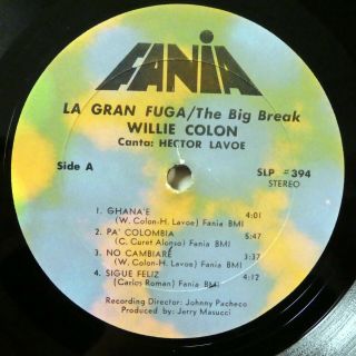WILLIE COLON La Gran Fuga the Big Break LP Fania STERLING Latin Salsa 5727 2