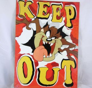 Funny Metal Sign Looney Tunes Keep Out Taz The Tasmanian Devil 12.  5 X 17.  25 Fs