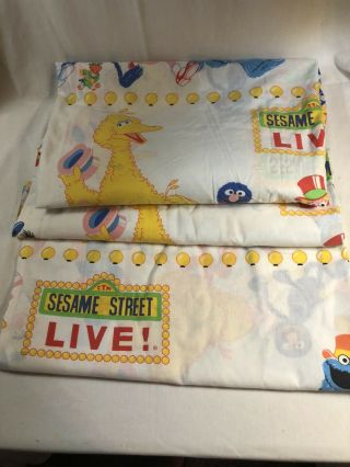 Vintage 1970s Sesame Street Muppets Twin Sheet Set Flat Fitted Live