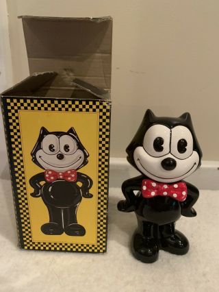 Vintage And Rare 1989 Felix The Cat Ceramic Coin Bank Three Cheers Applause