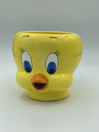 1989 Vintage Tweety Bird Ceramic 3d Coffee Mug Looney Tunes Applause