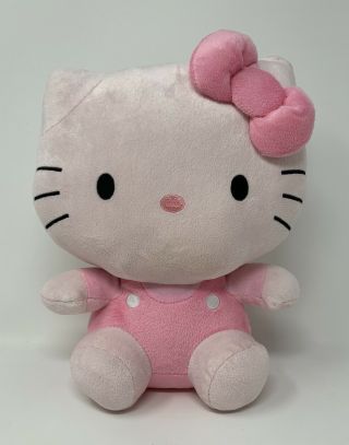 Ty Sanrio Hello Kitty 10” Stuffed Plush Toy - Pink Body W/pink Jumper & Pink Bow