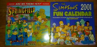 Vintage 2000 & 2001 The Simpsons Fun Calendar Bongo Comics