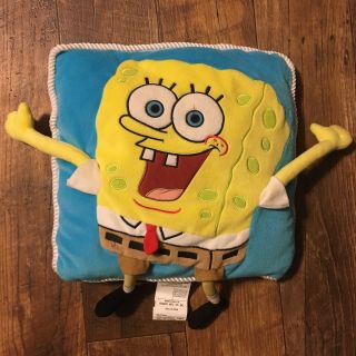 2001 3d Spongebob Squarepants Plush Throw Pillow Extended Arms & Legs 15x15”