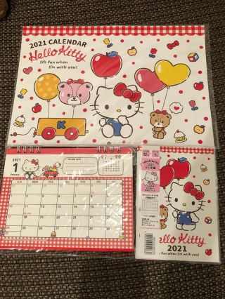 Kawaii 2021 Sanrio Hello Kitty Calenders And Schedule Note Book Set Japan