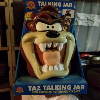 1998 Looney Tunes Warner Brothers Taz Tazmanian Devil Talking Plastic Cookie Jar