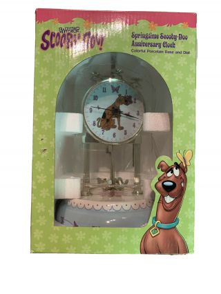 Scooby Doo Porcelain Anniversary Clock With Glass Dome And Spinning Pendulum